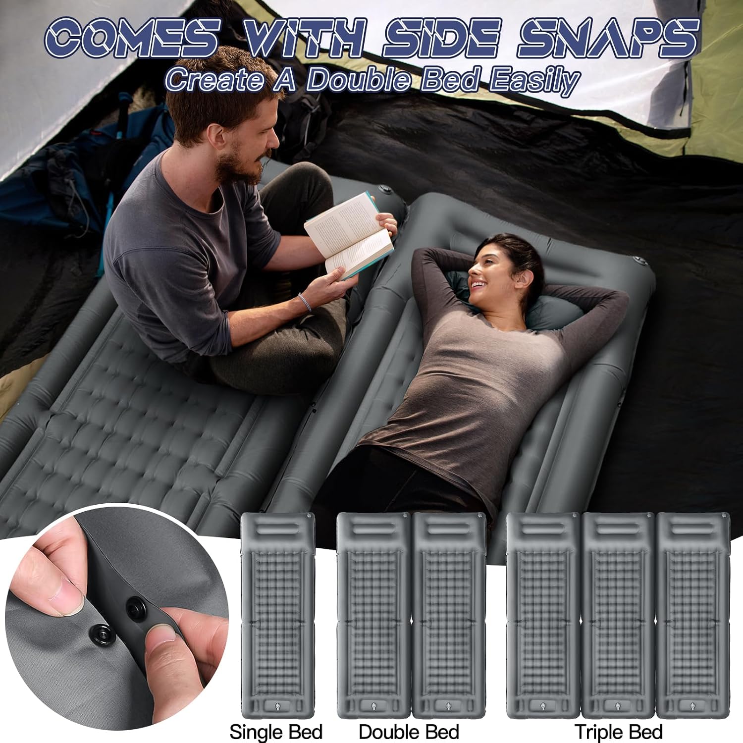 Detalle de NHOWIN Camping Mat: 12cm Thick Sleeping Mat with Built-in Pump