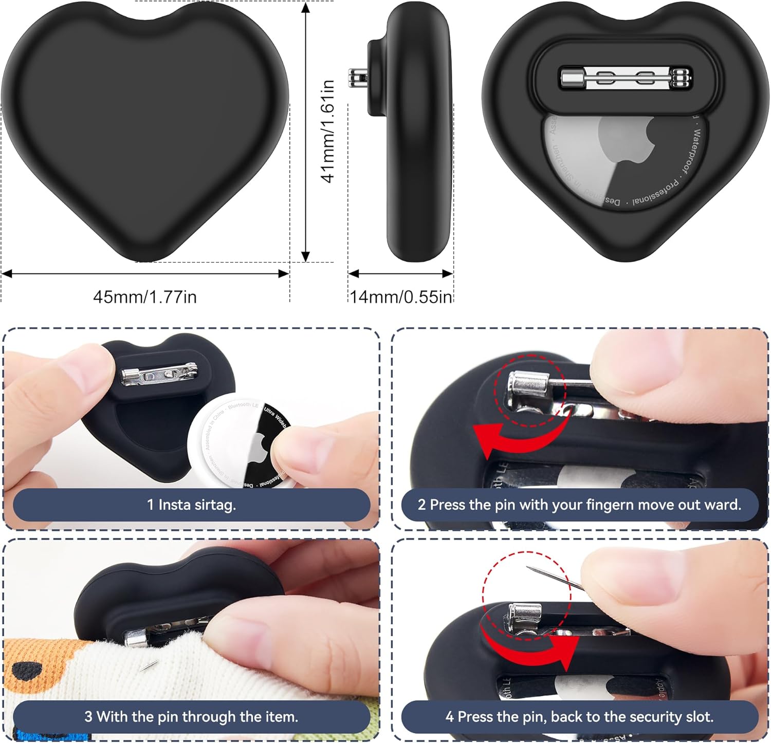 Detalle 2 de DDJ for AirTag Holder for Kids (2 Pack) – Hidden Silicone Case with Invisible Pin