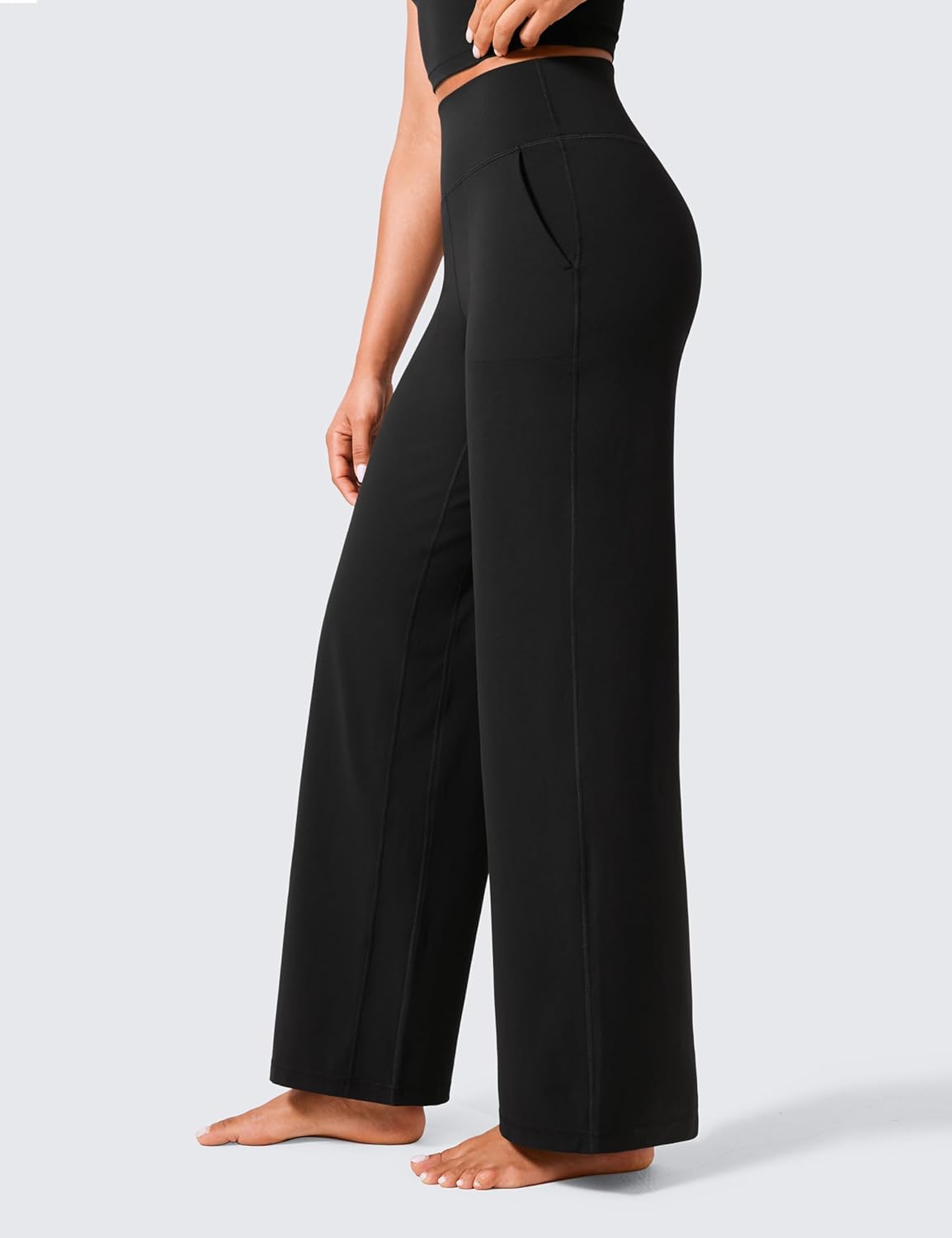 Detalle de CRZ YOGA Femmes Butterlift Taille Haute Pantalon Bootcut avec Poches – 74 cm / 79 cm / 84 cm