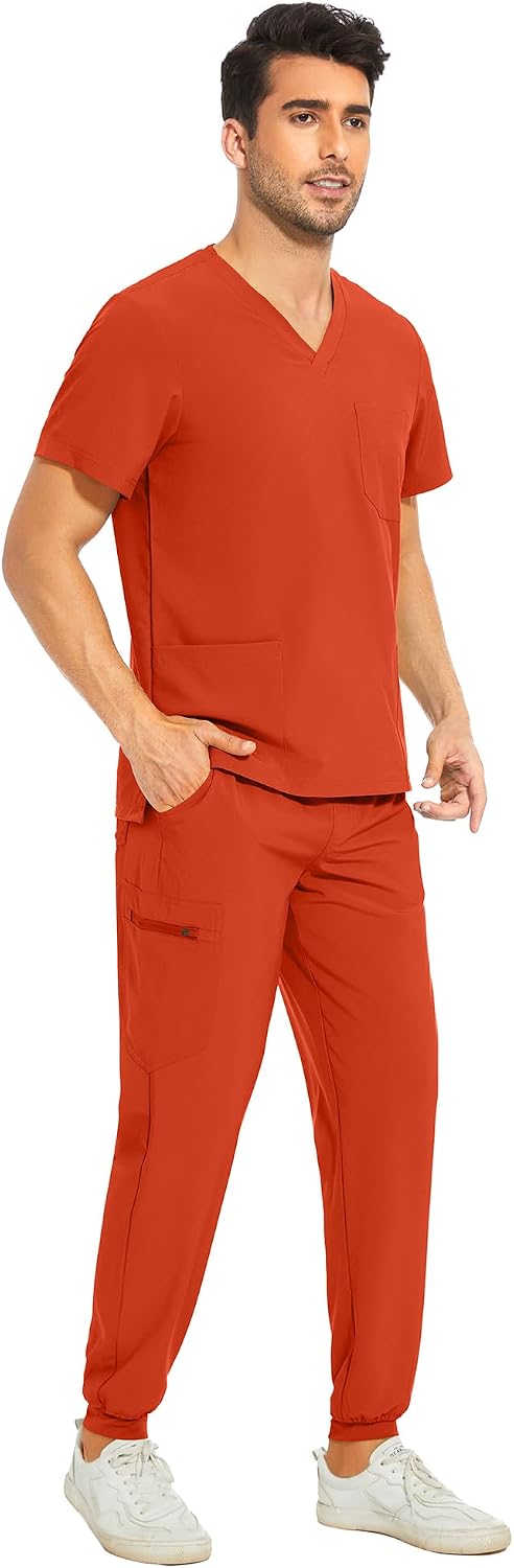 Detalle de COZYFIT Men's Scrub Set with V-Neck Top