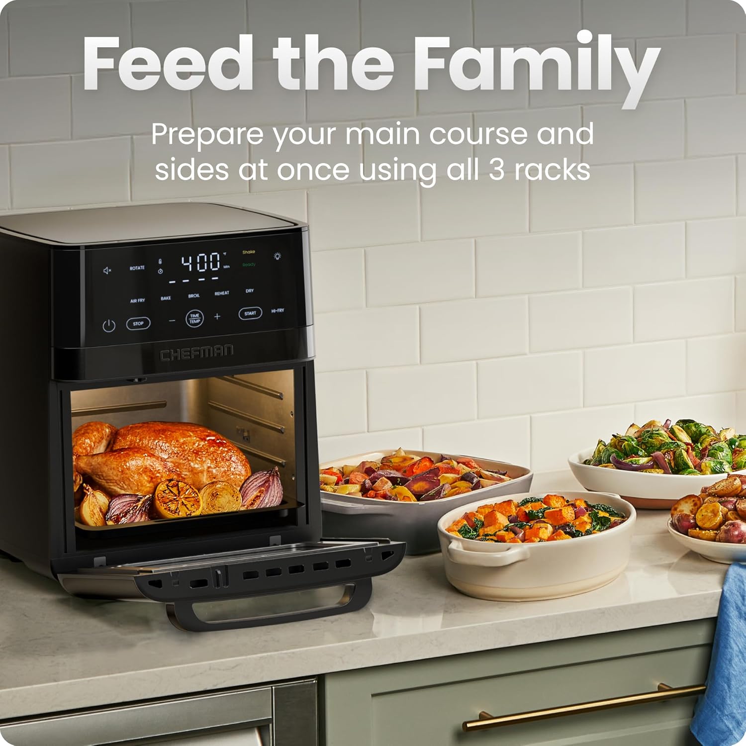Detalle de Chefman 6-in-1 XL 14-Quart Air Fryer: Rotisserie, Dehydrator, and More