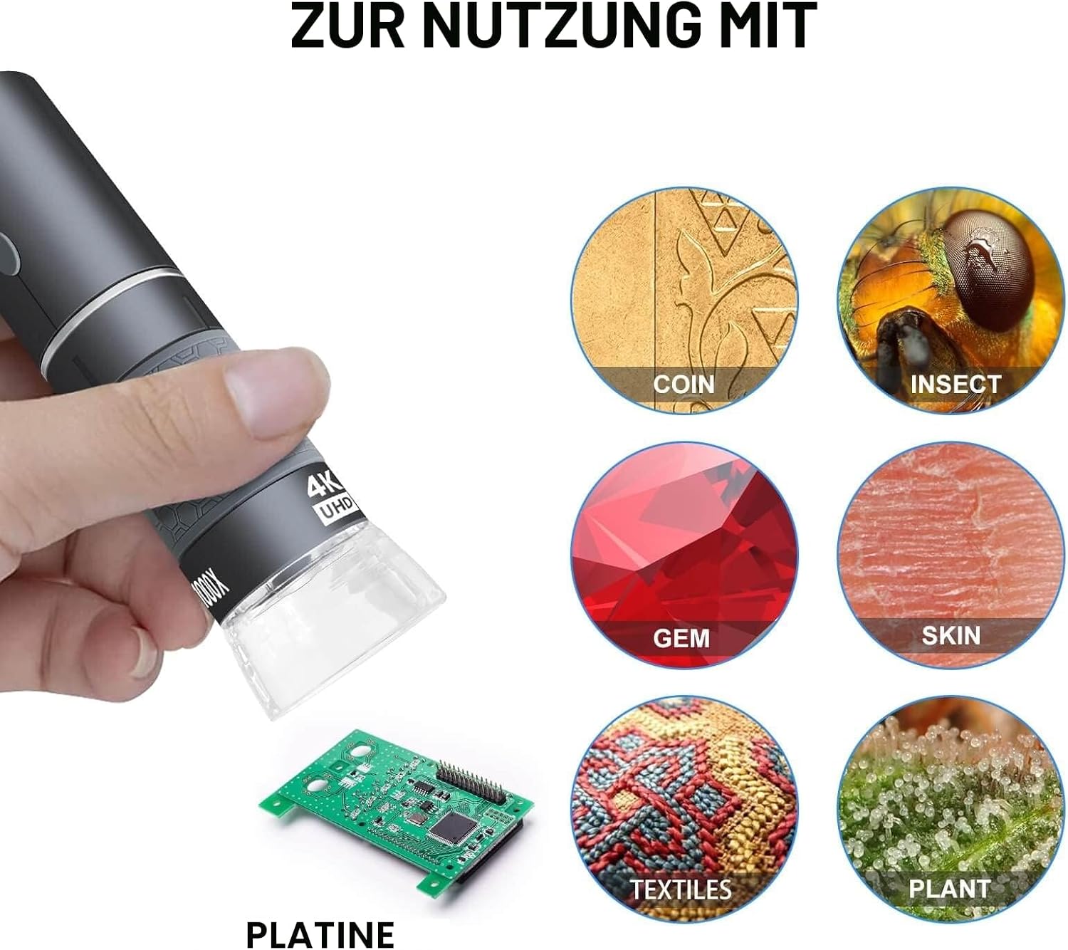 Thumbnail 3 de Ninyoon 4K WiFi Mikroskop – kabelloser 4K-Desktop- und Smartphone-Mikroskop für iPhone, Android und PC