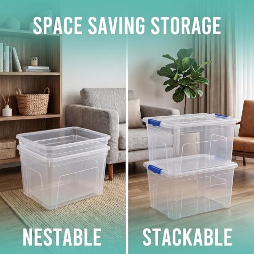Thumbnail 8 de Klass 3 PCS 50L Plastic Storage Boxes With Lids (Cliping Lid) – Clear, Strong & Stackable