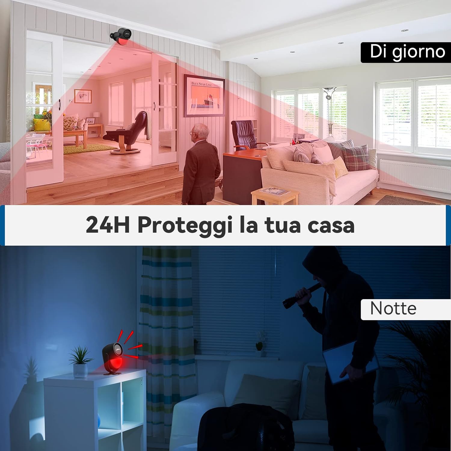 Thumbnail 2 de CPVAN Alarme Détecteur de Mouvement intérieur sans Fil – 125 dB, contrôlable à distance, autonomie par piles AA