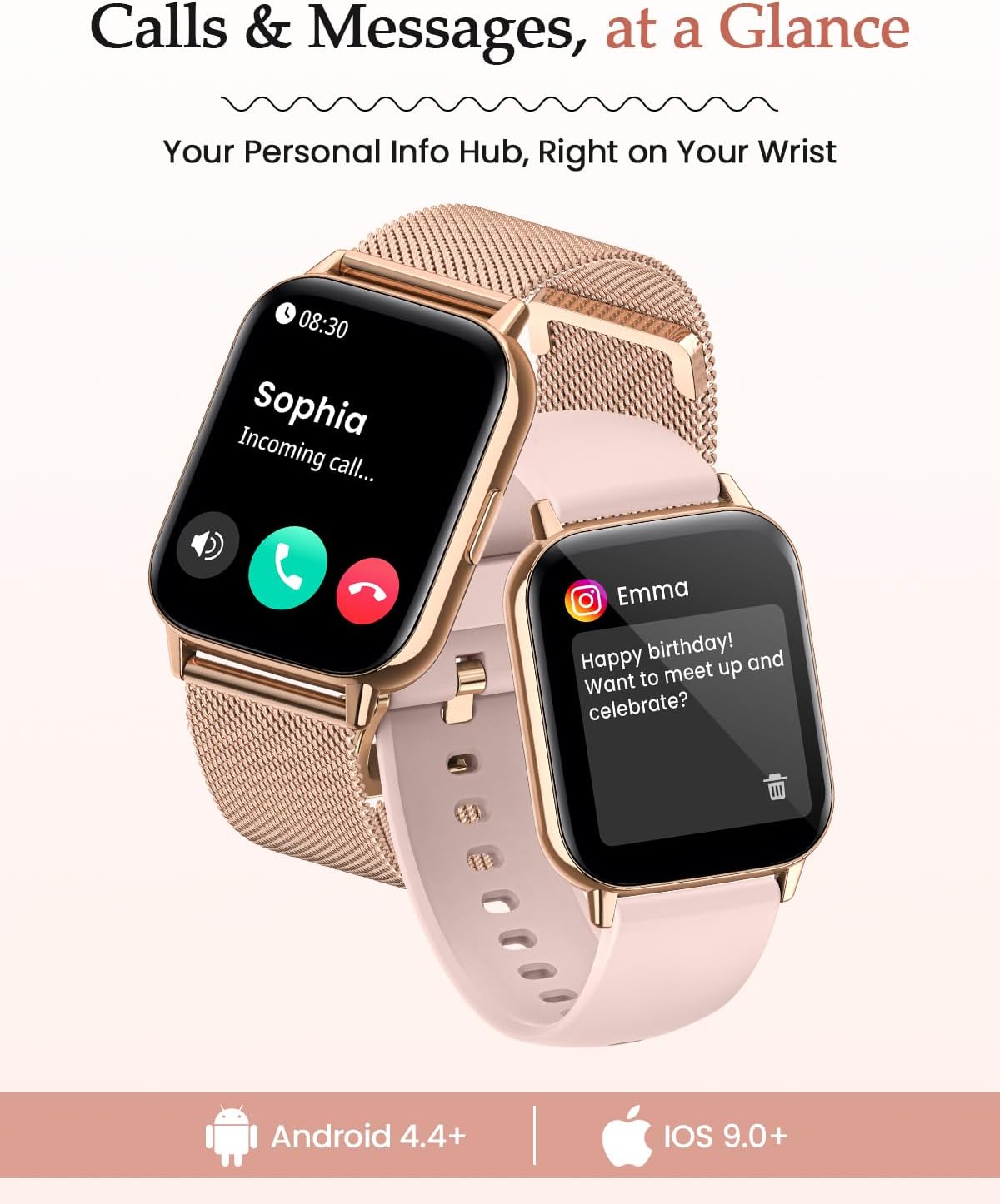 Thumbnail 6 de 2026 Nouveau Montre Connectée Femme — 1,85'' AMOLED, Santé féminine et 113 modes sportifs (Or Rose)