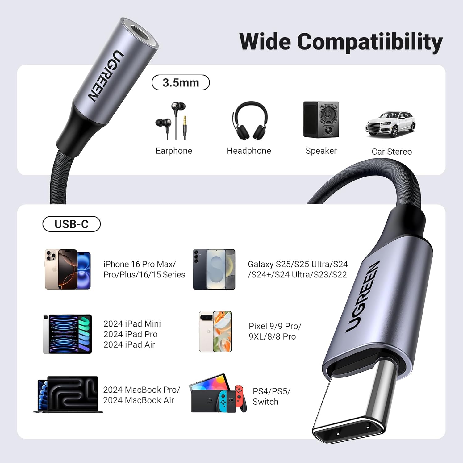 Thumbnail 6 de UGREEN Adaptador USB-C a Jack 3.5 mm DAC Dual Pack