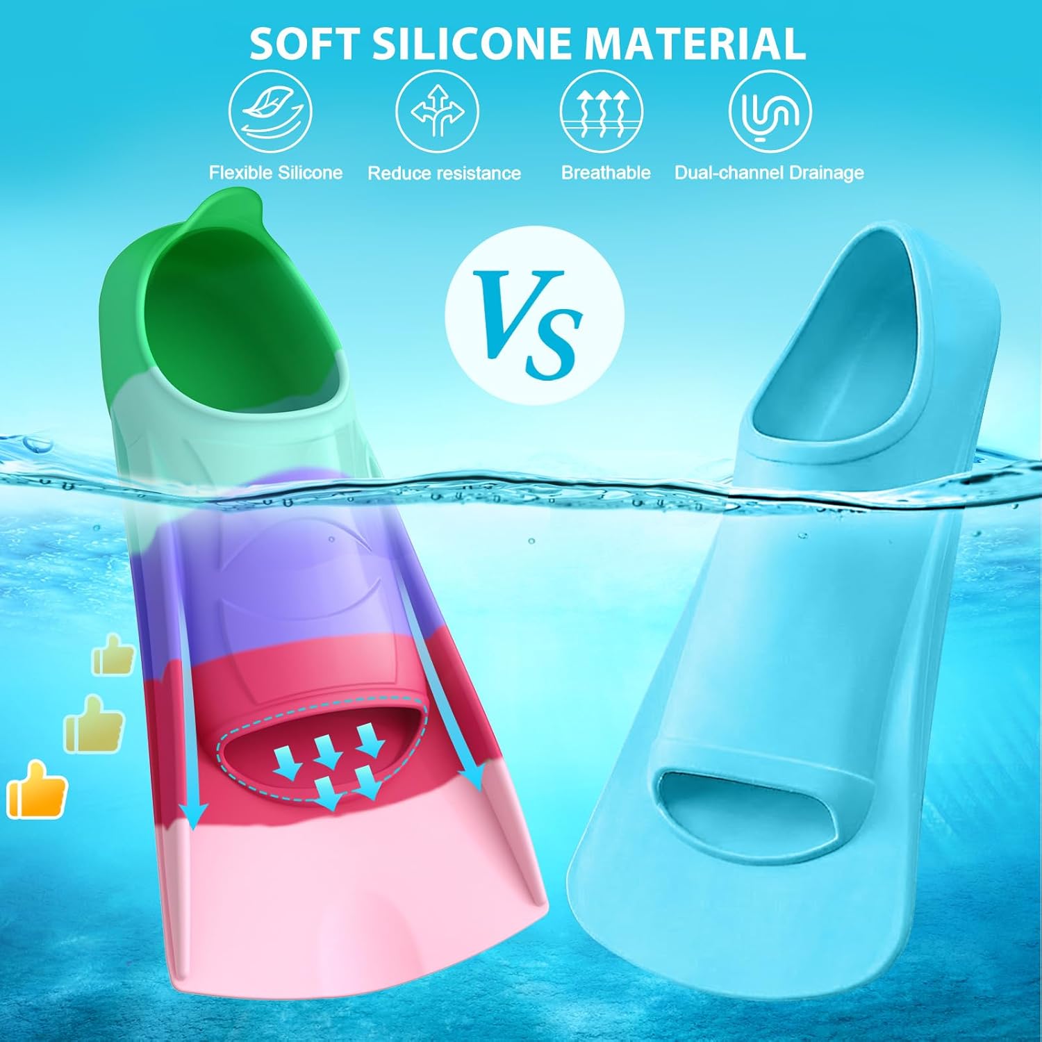 Thumbnail 6 de Gintenco Swim Fins Kids & Adult Training Fins (Travel Size) with Mesh Bag