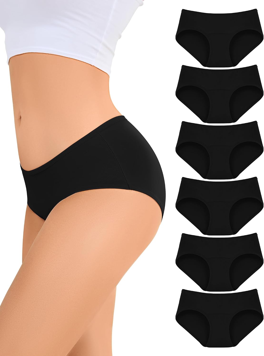 Detalle de ANSUKOO trosor för dam, 6-pack i bomull med bikini- och hipstermodell