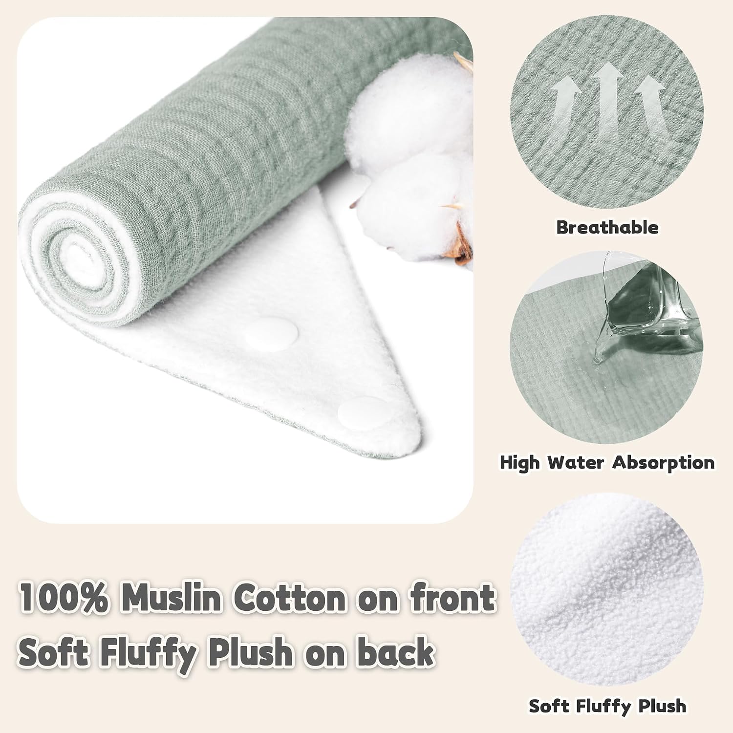 Detalle de Susurration Muslin Baby Drool Bibs 6 Pack