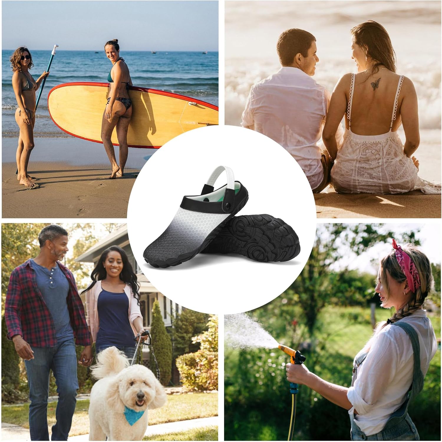 Detalle 2 de SAGUARO Sommer Clogs als Badelatschen & Gartenschuhe – atmungsaktiver Mesh-Slip für Herren & Damen (Gr. 36–48)