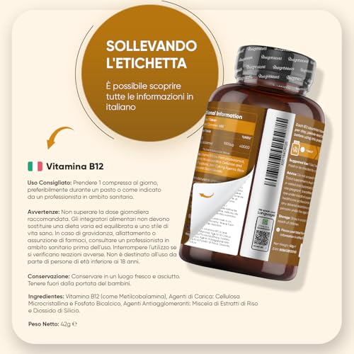 Thumbnail 6 de Vitamina B12 Metilcobalamina 1000 mcg WeightWorld – 450 microcompresse vegane, 14 mesi di fornitura