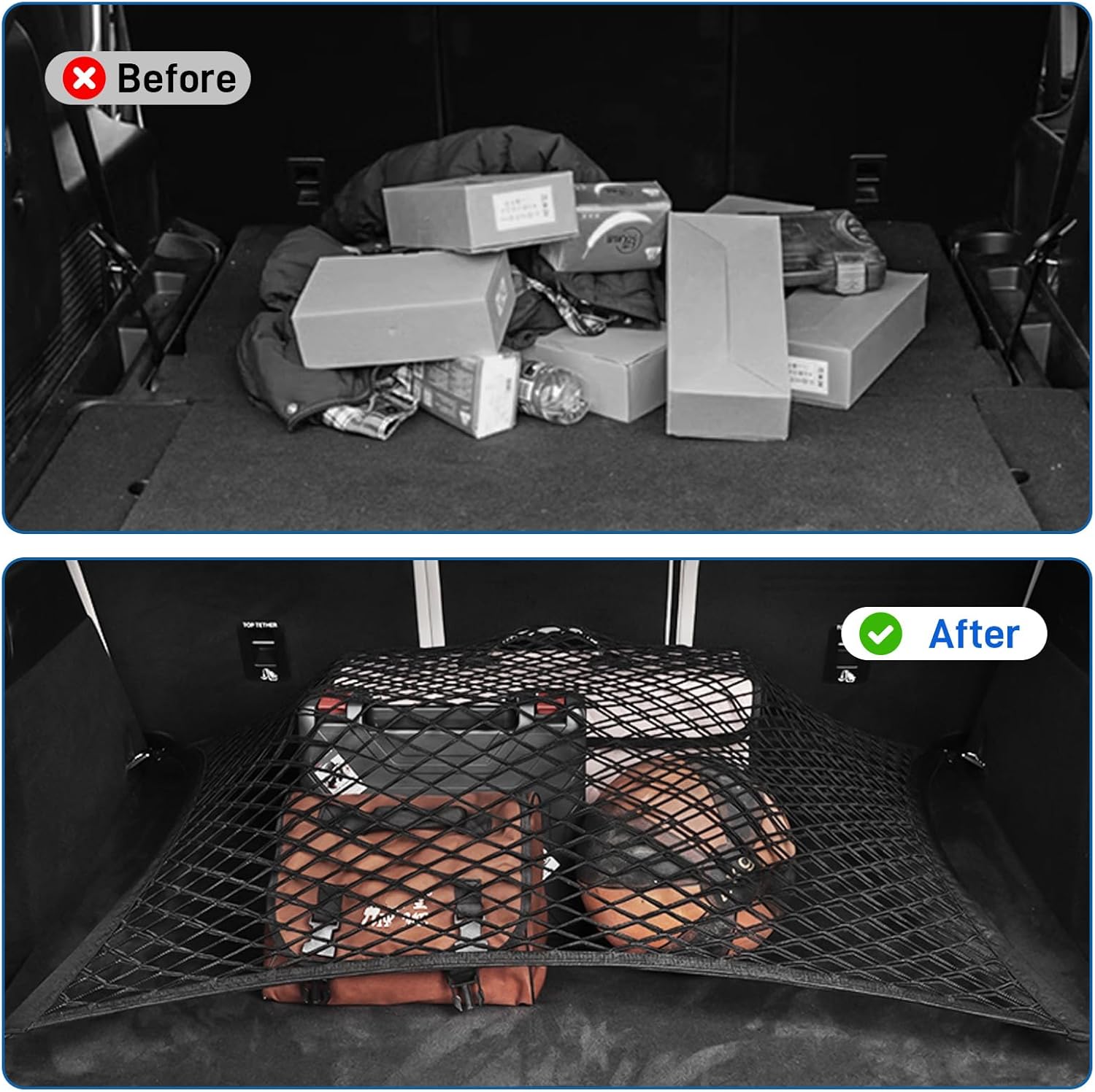 Thumbnail 4 de Zocipro Cargo Net: Adjustable Elastic Car Boot Mesh (60x40cm to 120x80cm) with 4 Hooks