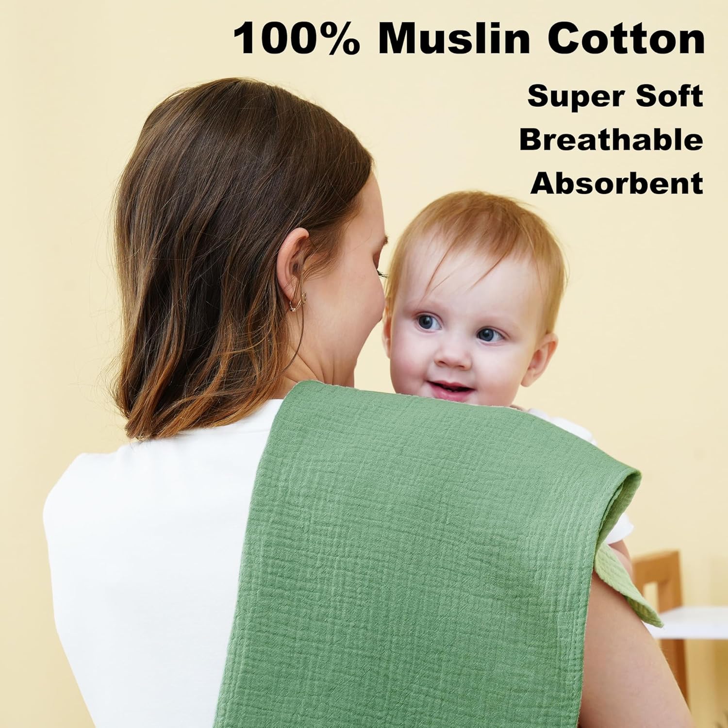 Thumbnail 3 de Kewlife gift 100 % Baumwolle Baby Mulltücher 5er Pack – Weiche, atmungsaktive Spucktücher