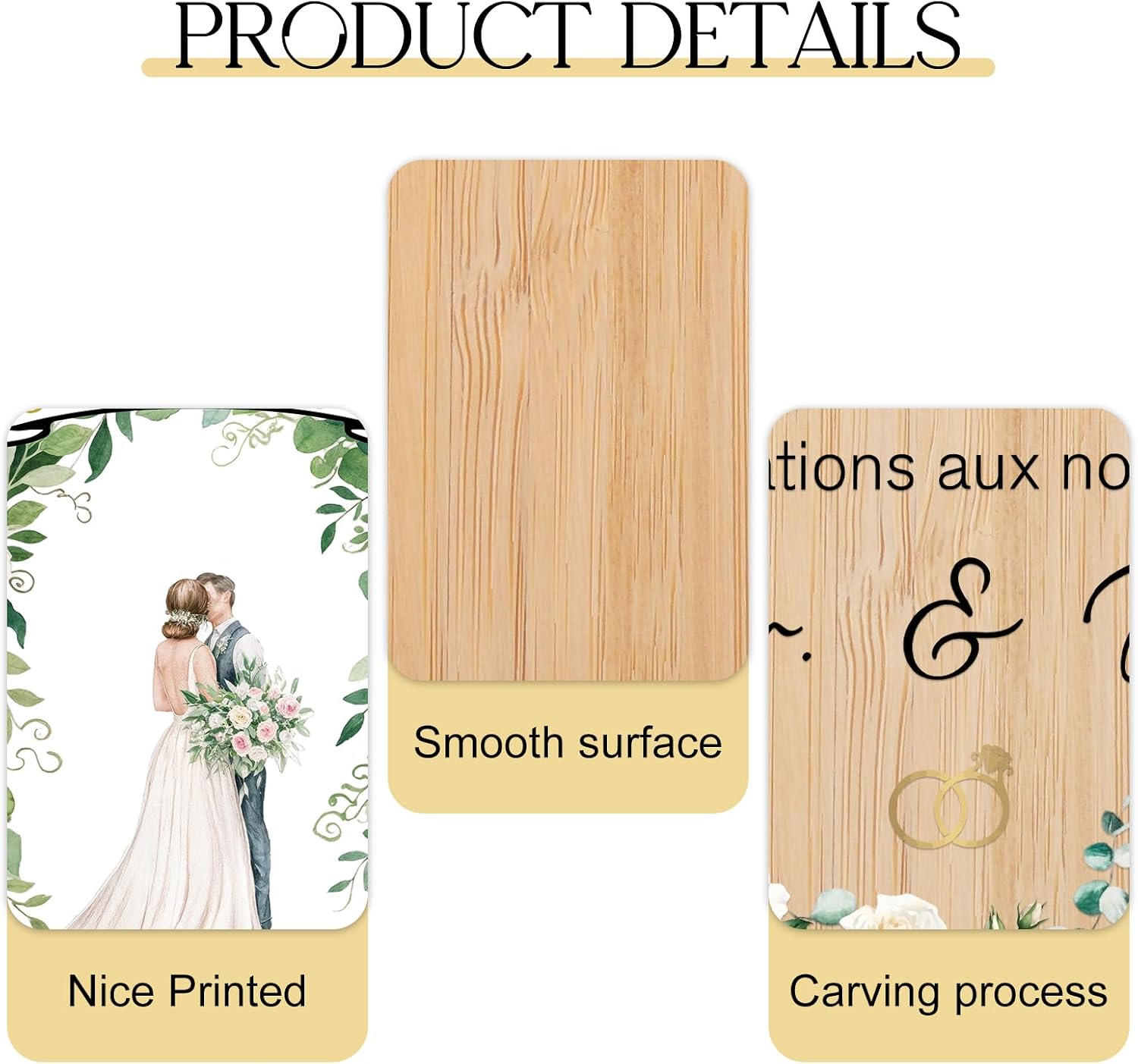 Detalle 2 de TheGiffter Carte Mariage Félicitation – Carte de Vœux avec cœur en bois et enveloppe, 15 × 15 cm