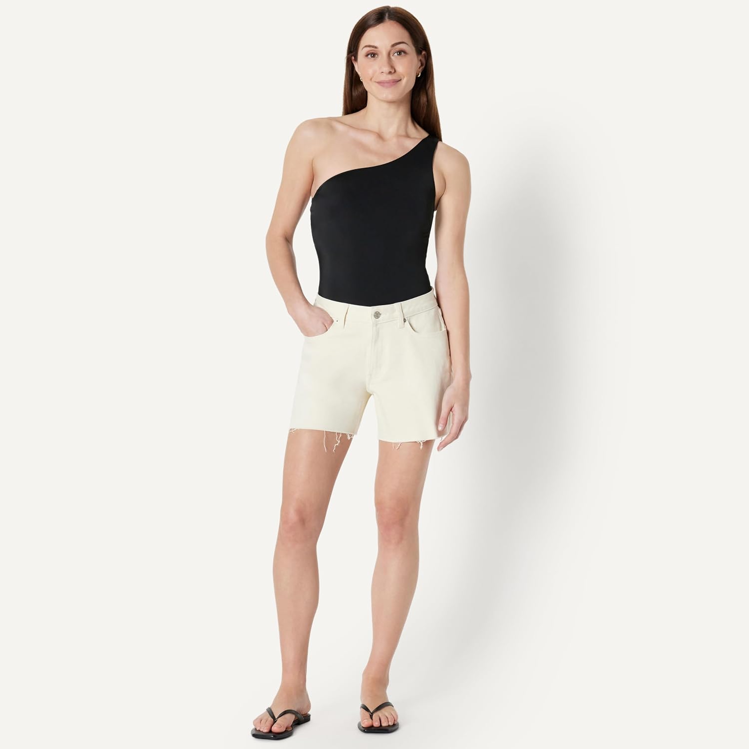 Detalle de Amazon Essentials Women's One-Shoulder One-Piece Swimsuit