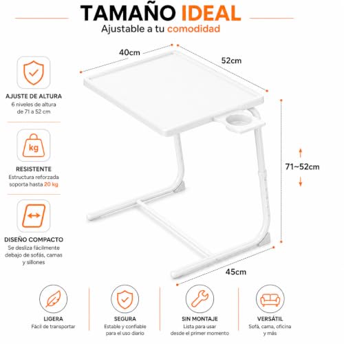 Thumbnail 2 de Mesa Plegable Auxiliar T-LOVENDO.ES: altura y ángulo regulables para sofá, cama, mesa de ordenador y más
