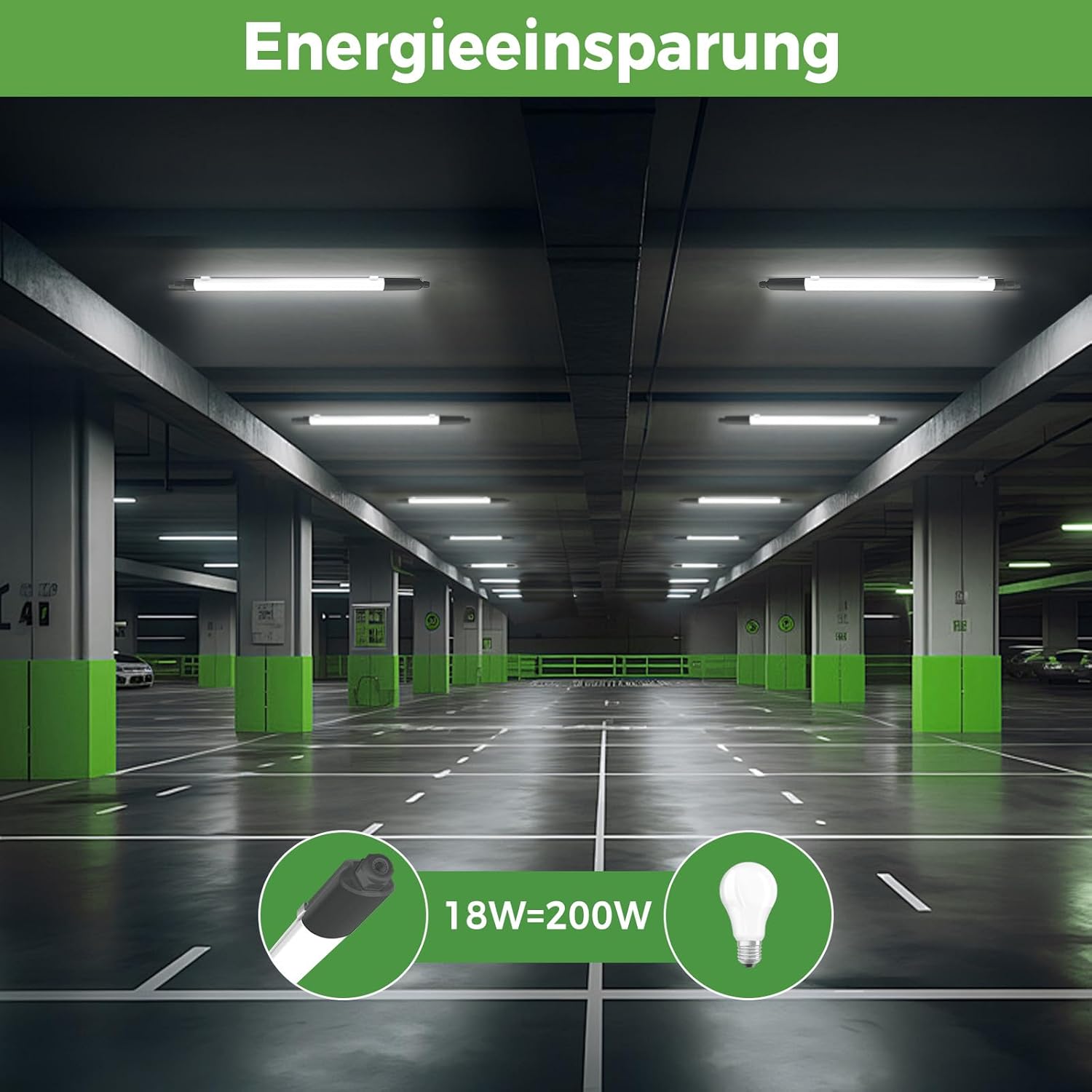 Thumbnail 2 de zemty Feuchtraumleuchte LED Röhre 60 cm (IP65) mit 3 Farbtemperaturen 18 W