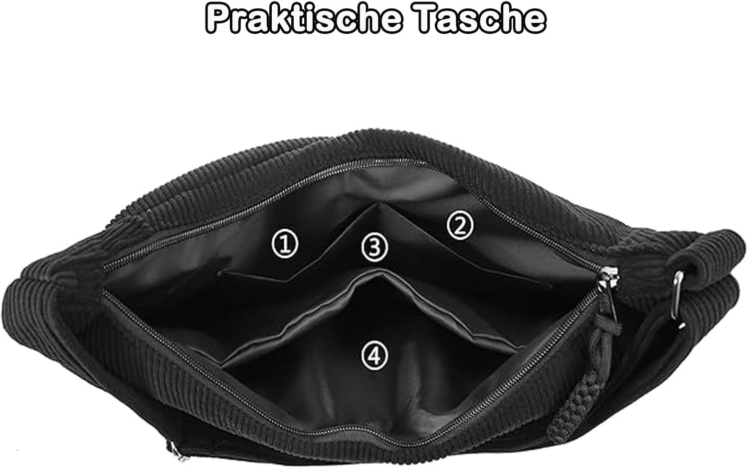 Thumbnail 3 de Aphorya Halbmond Umhängetasche – Cord Crossbody Moon Bag für Damen