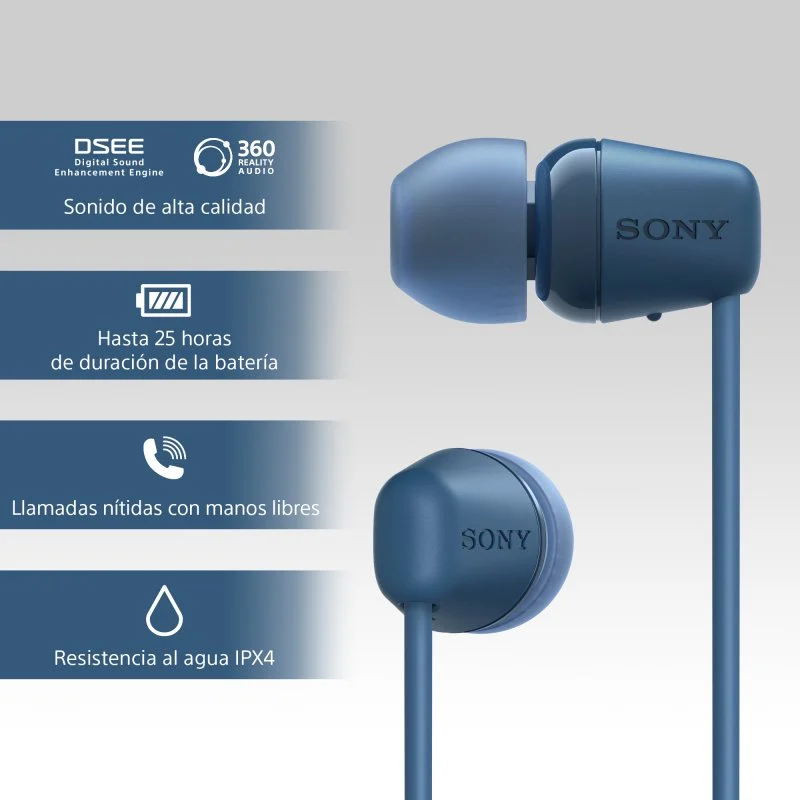 Detalle de Sony WI-C100 Auriculares Bluetooth azules