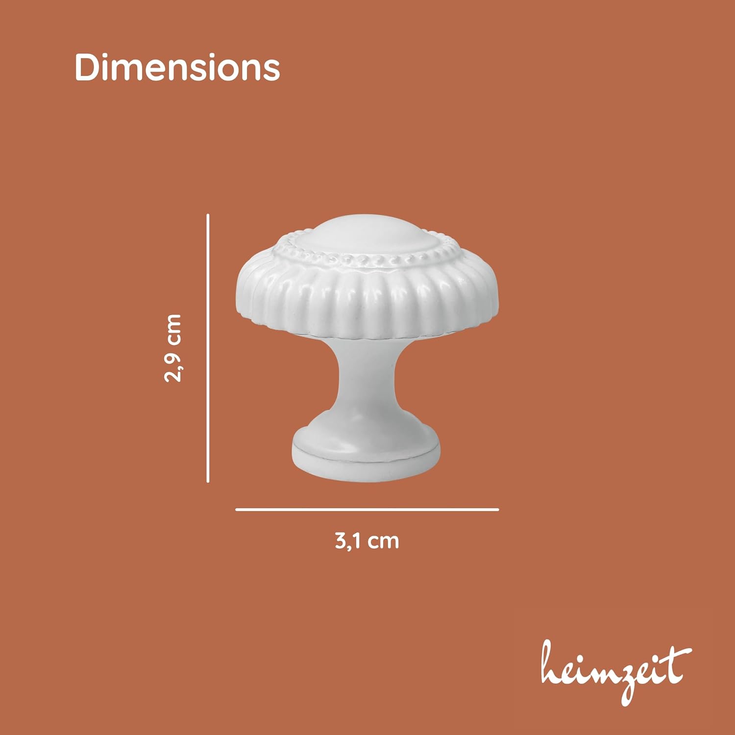 Thumbnail 1 de heimzeit Classic Cabinet Knobs, White Zinc Alloy, Matte Finish, 8 Pieces