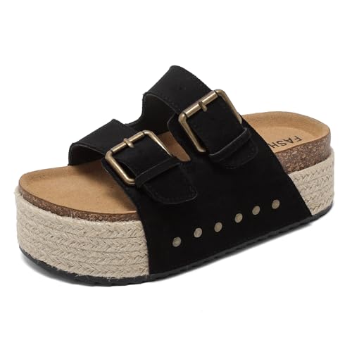 Detalle de ZAXUNAI Ciabatte Donna Sandali con Plateau con Soletta di Sughero – cinturini regolabili e suola antiscivolo