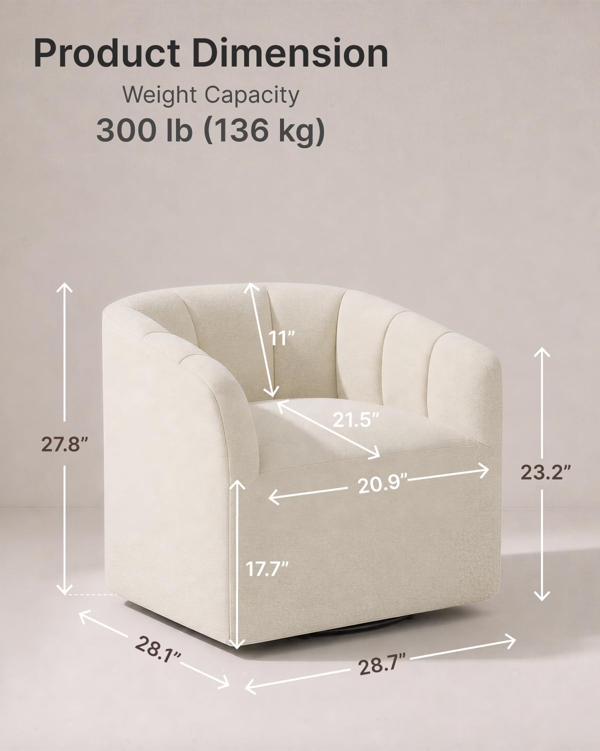Detalle de Swivel Accent Chair Set of 2, Ivory