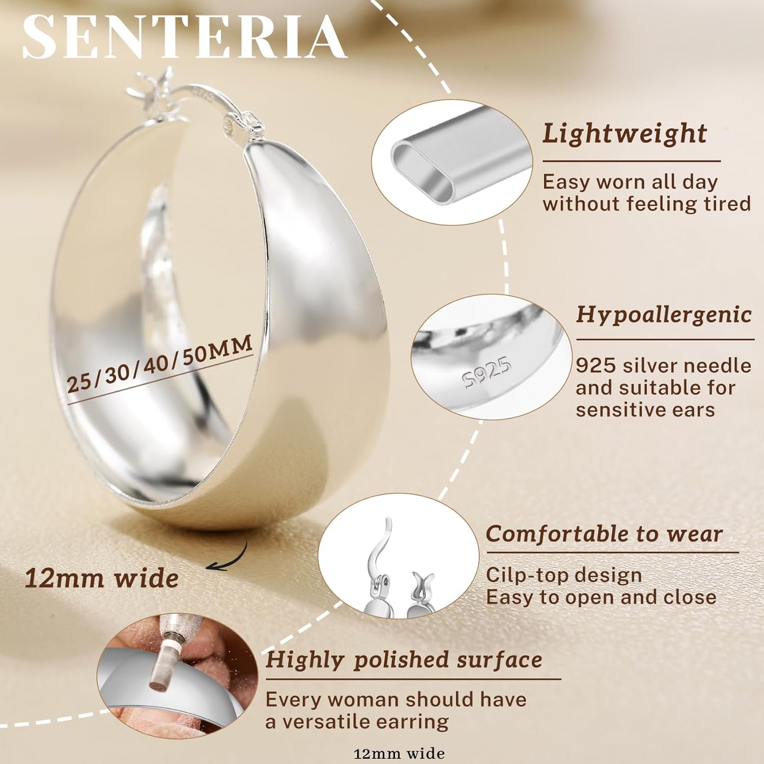 Detalle de Senteria Ohrringe Creolen 25 mm