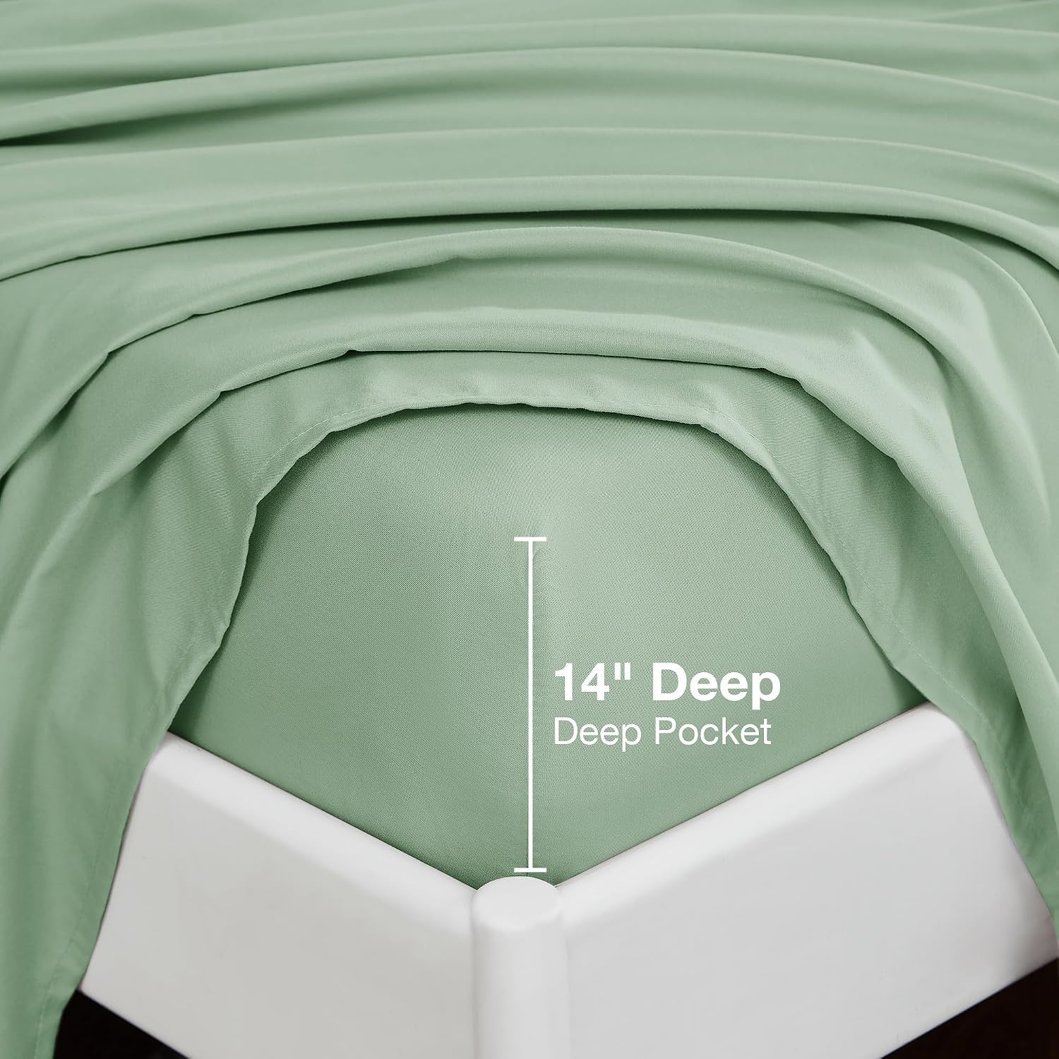 Detalle de softan SMTSAGEGREENF Full Microfibre Sheet Set, Sage Green, 15-inch Pocket