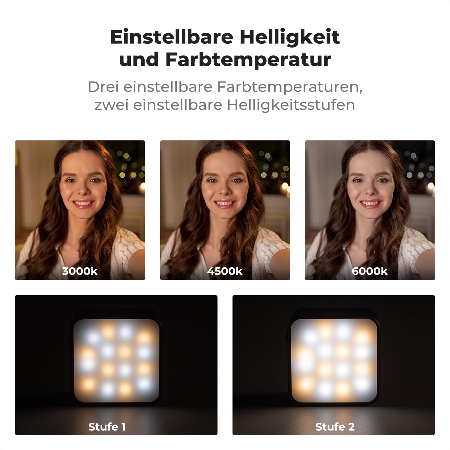 Thumbnail 1 de K&F CONCEPT Magnetisches Mini Video Licht für DJI Osmo Pocket 3 – mit 3 Farbtemperaturen und 2 Helligkeitsstufen