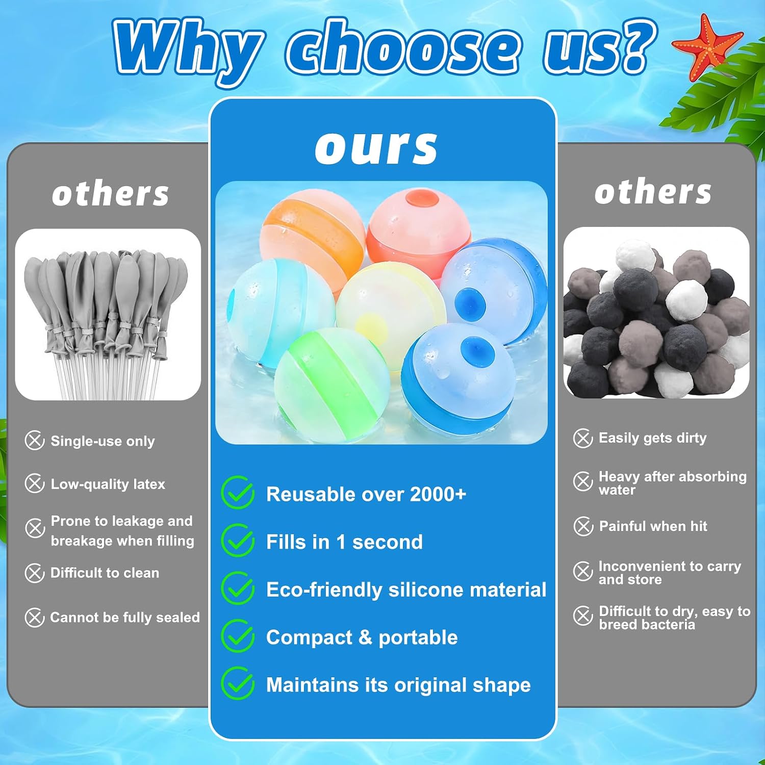 Detalle de 6‑Pack Reusable Water Balloons: Quick Fill, Self‑Sealing Soft Silicone Fun
