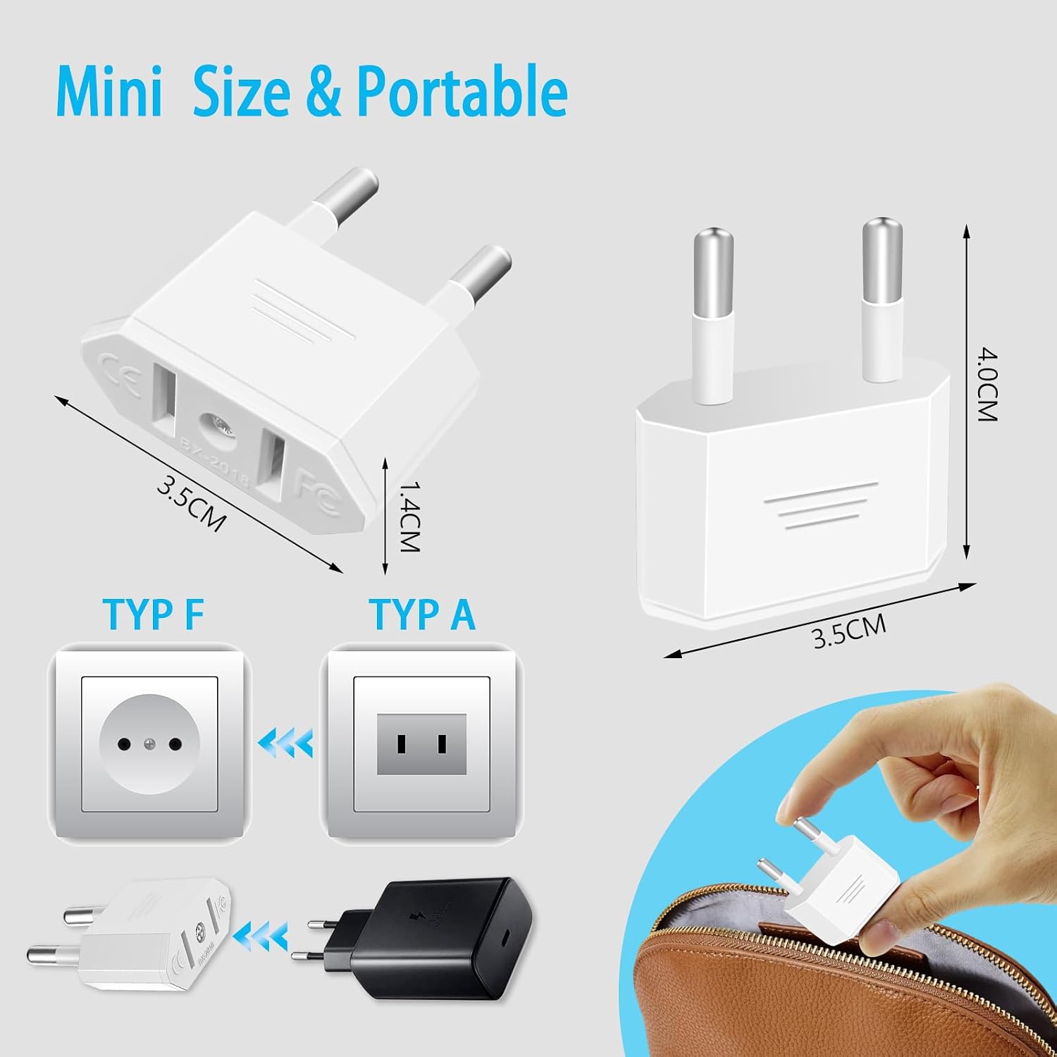 Detalle de Tixlux Adaptateur US vers EU 4 pièces 🔌