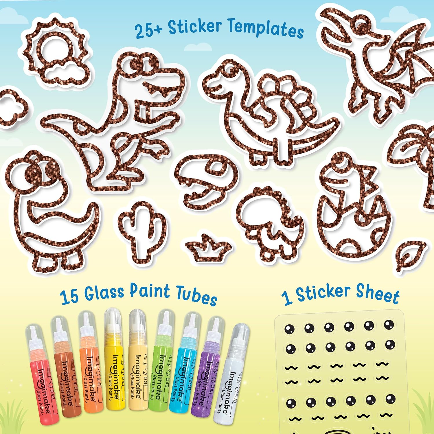 Thumbnail 1 de Imagimake DIY Jelly Stickers - Dino | 25+ Sticker Templates for Mess‑Free Glass Painting