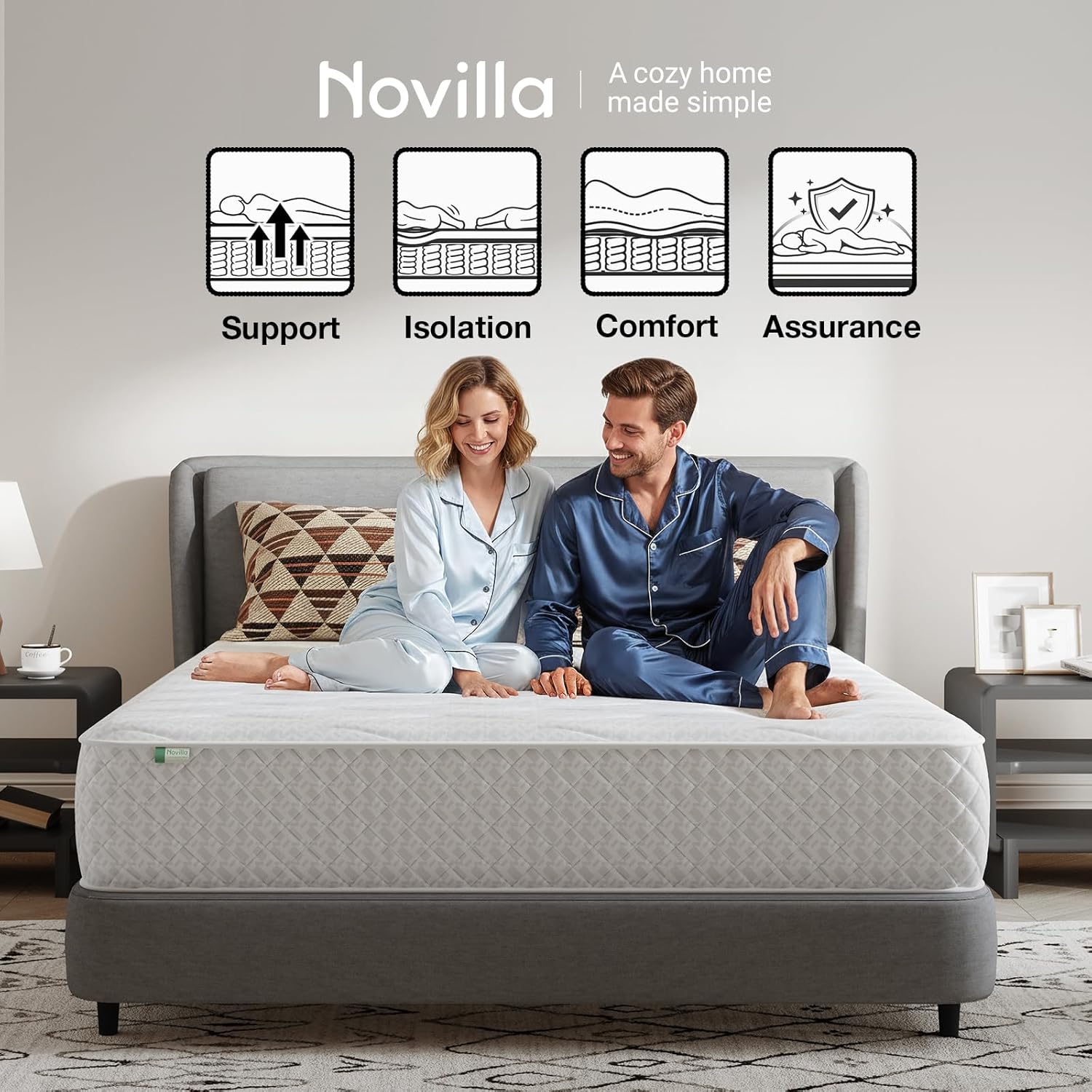Thumbnail 2 de Novilla 4FT6 Double Hybrid Pocket Sprung Mattress (20cm) – Medium Firm, Hybrid comfort, Oeko-Tex certified