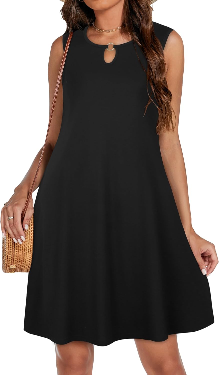 Thumbnail 1 de ADOREJOY Women's Sleeveless Floral Beach Sundress with Pocket and Ring Detail