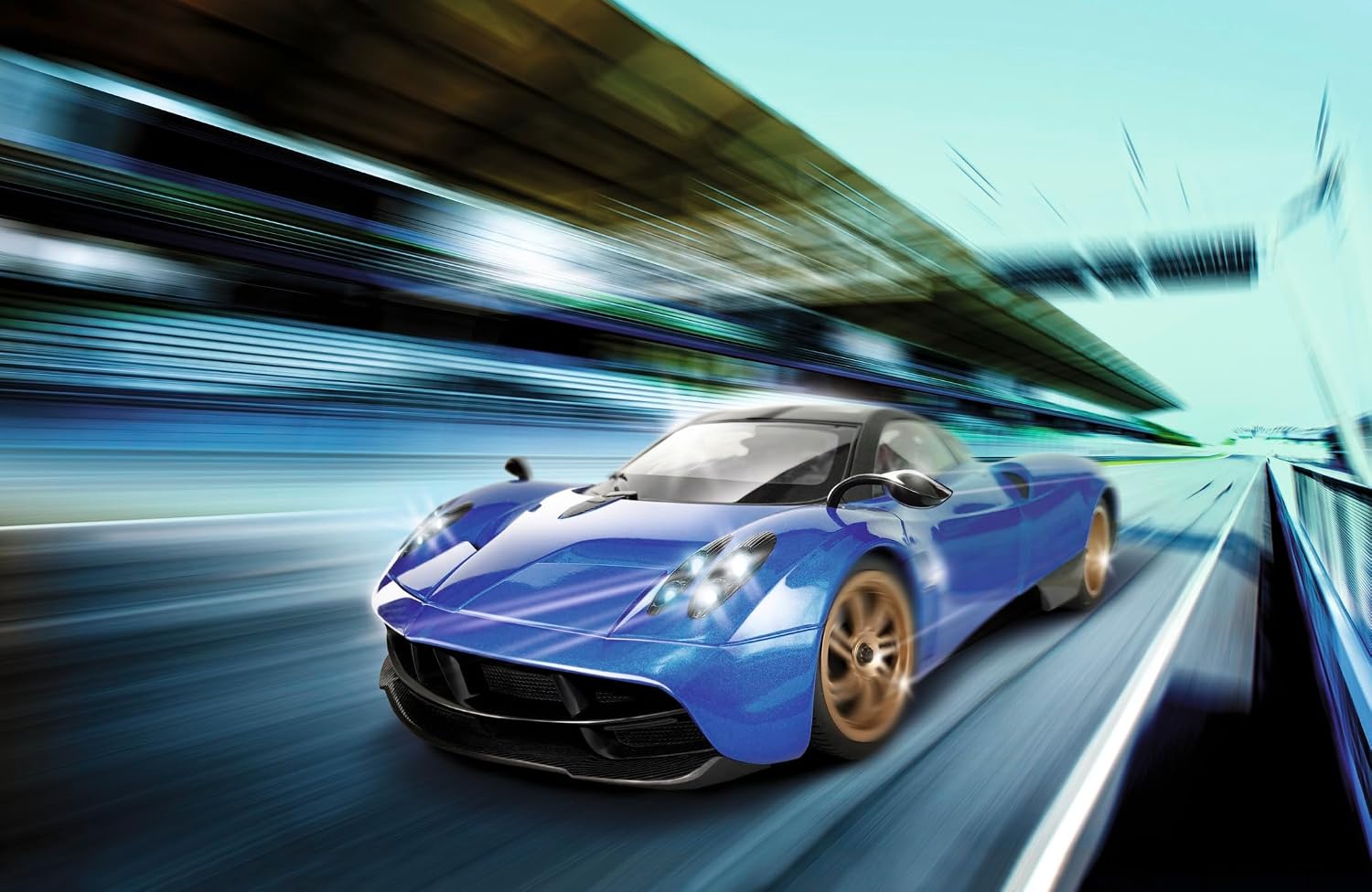Detalle de Carson 500404306 Pagani Huaira – samochód RC 1:14, 2,4 GHz, LED, niebieski