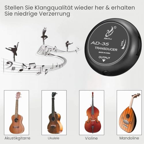 Thumbnail 2 de OTraki PiezoTonabnehmer Mini – Kontaktmikrofon mit 6,35 mm Ausgang für Gitarre, Violine, Mandoline und mehr