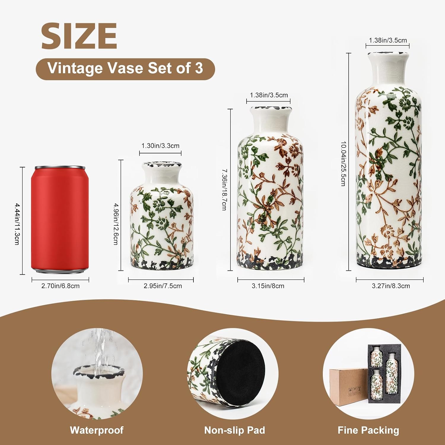 Detalle de Ceramic Flower Vase Set of 3
