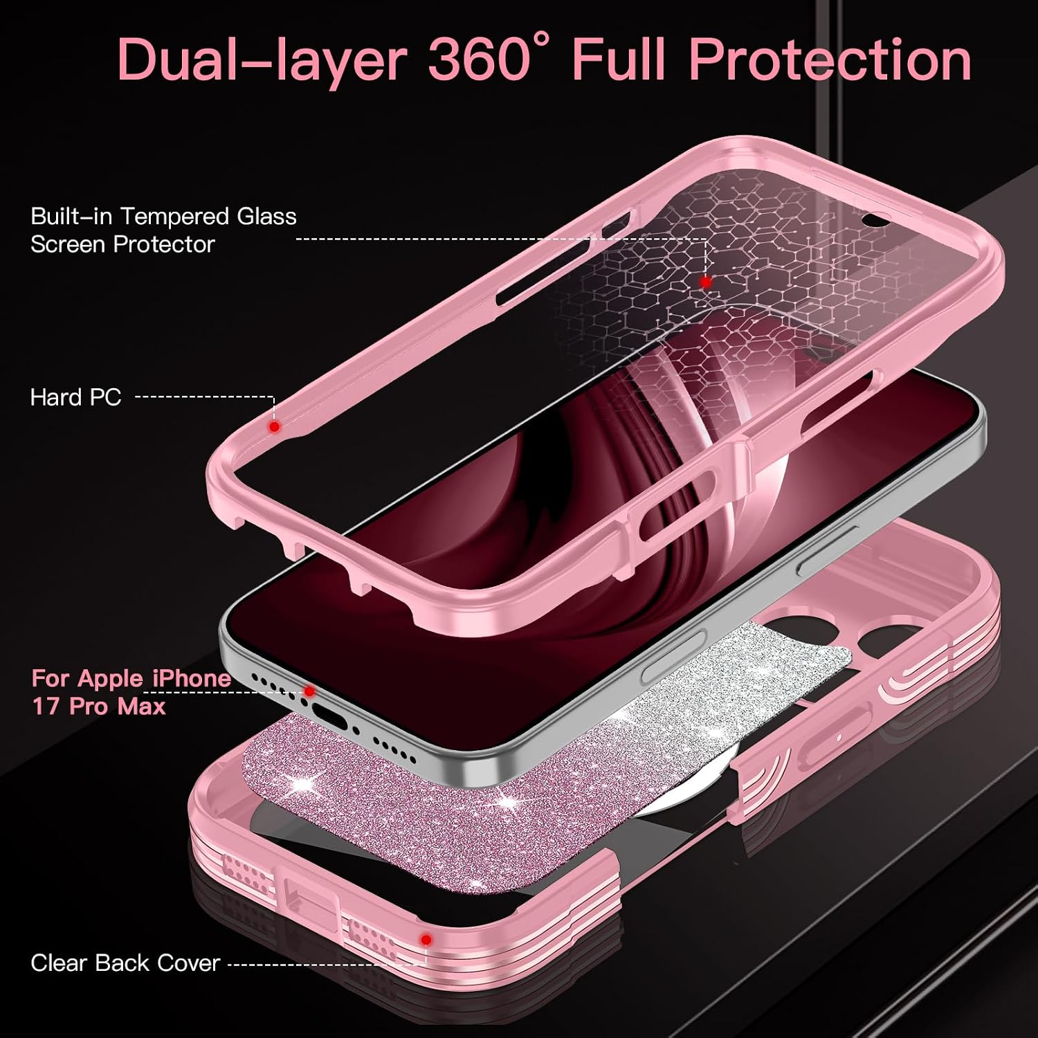Detalle de Hekodonk HC0975-01 iPhone 17 Pro Max Case with MagSafe and Built-In Protection
