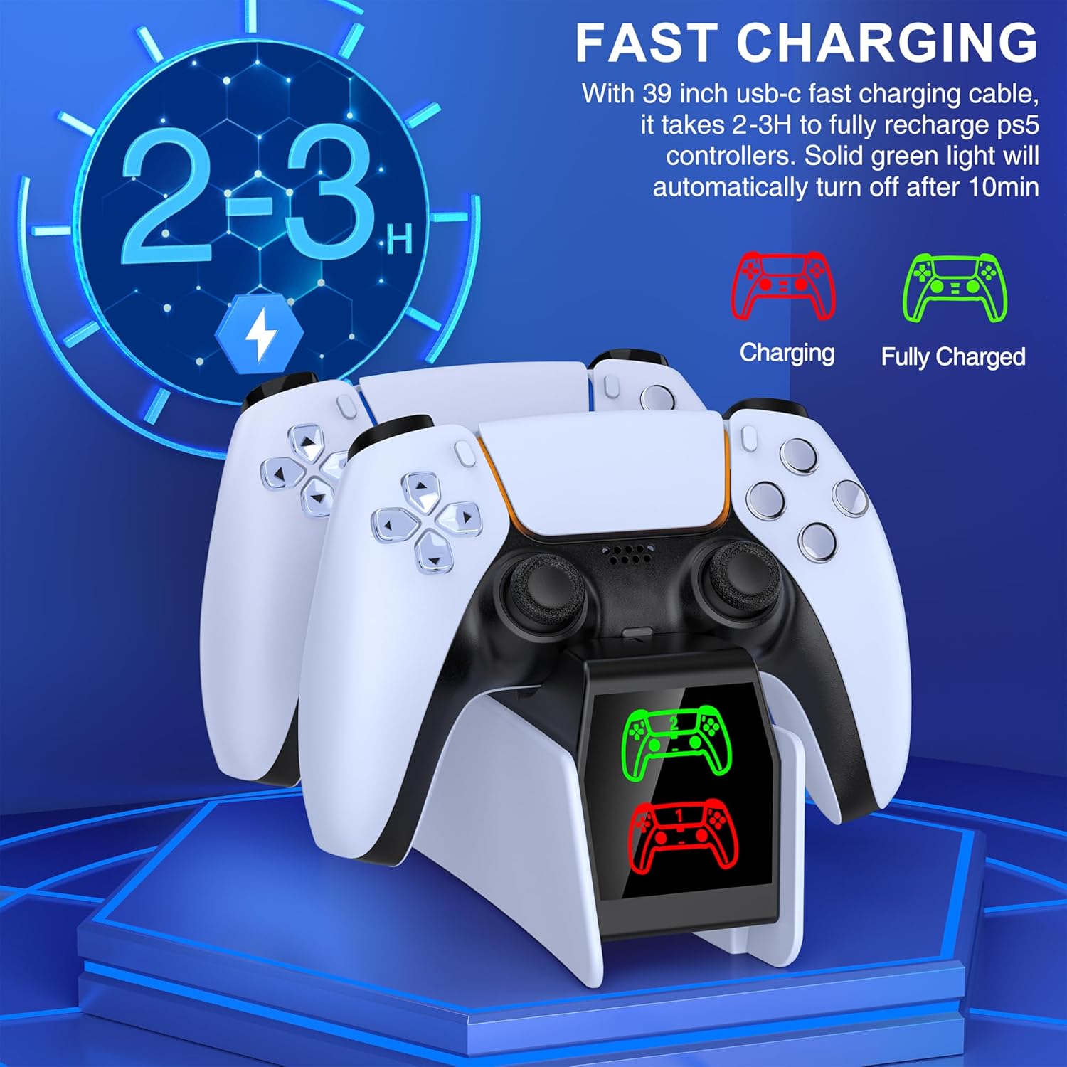 Detalle 2 de HELLCOOL PS5 Controller Charger 2H fast charging dock for DualSense controllers