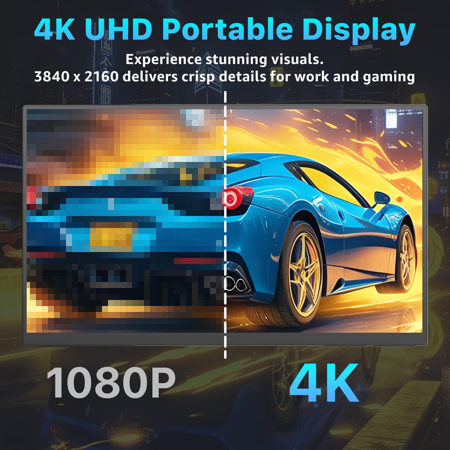 Detalle de Upperizon 23.8-Inch 4K Portable Monitor with HDR, USB-C & HDMI, 100x100mm VESA, Built-in Speakers