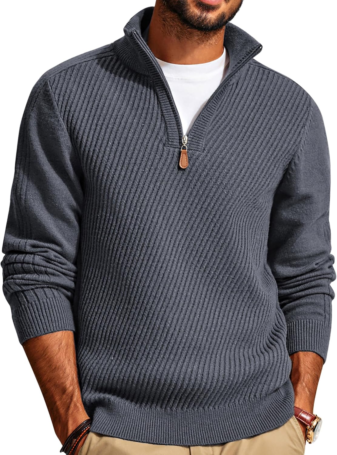 Detalle de PJ PAUL JONES 1/4-Zip Rollkragenpullover