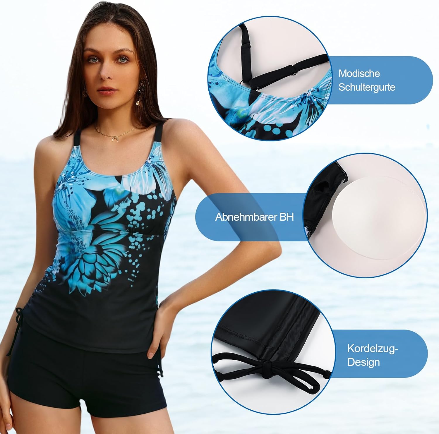 Detalle de Tankini Damen Zweiteiler mit Bauchkontrolle
