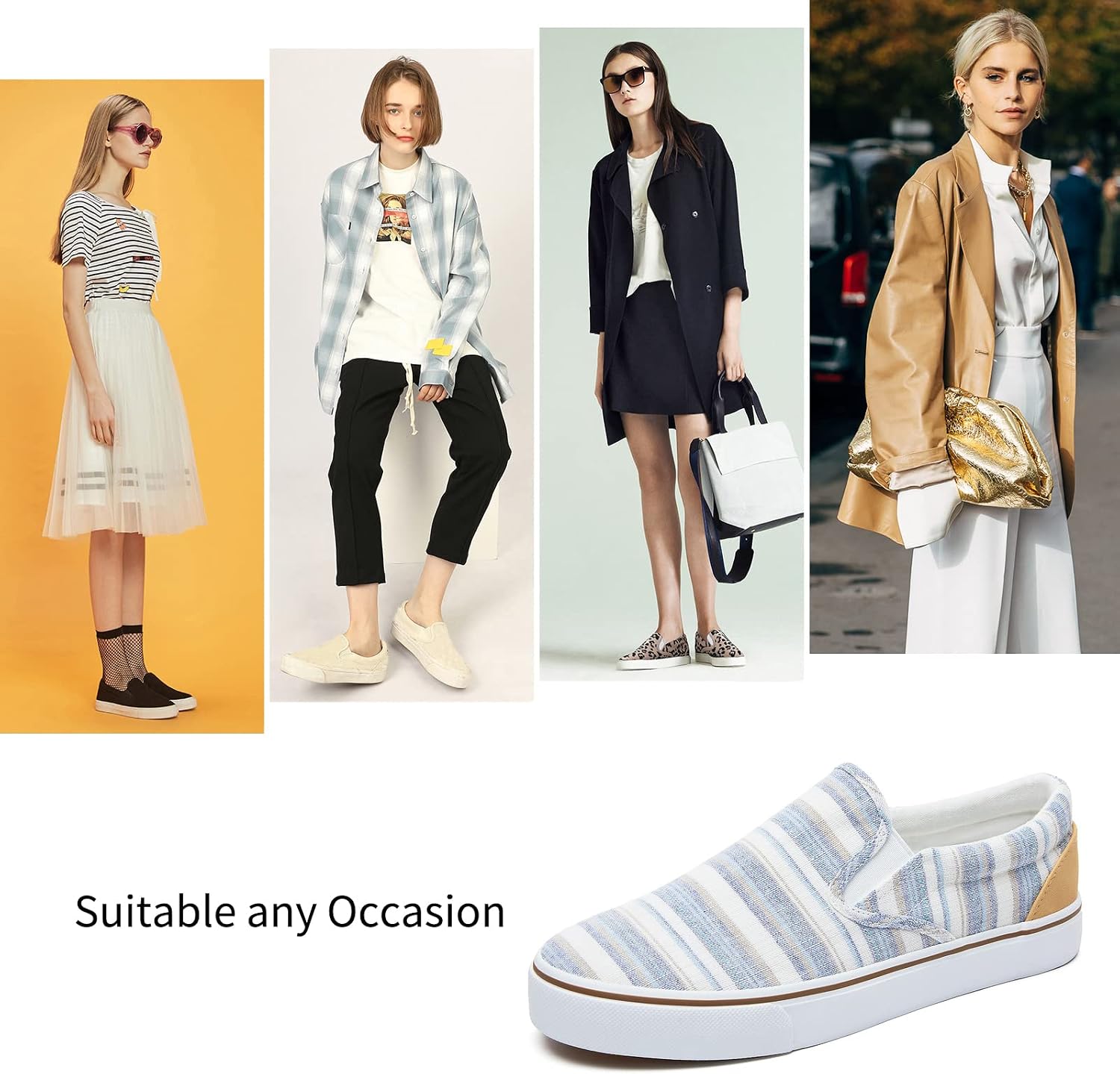 Detalle 1 de Women's Slip On Canvas Sneakers 1 emoji