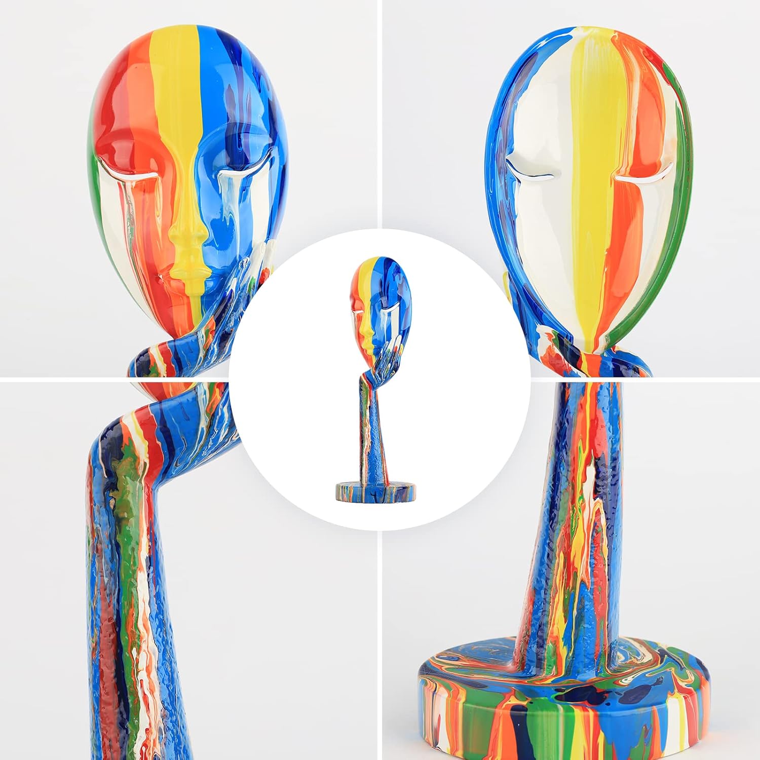Thumbnail 3 de Statue créative colorée de femme (taille L) – sculpture abstraite pour décoration moderne de bureau ou chambre