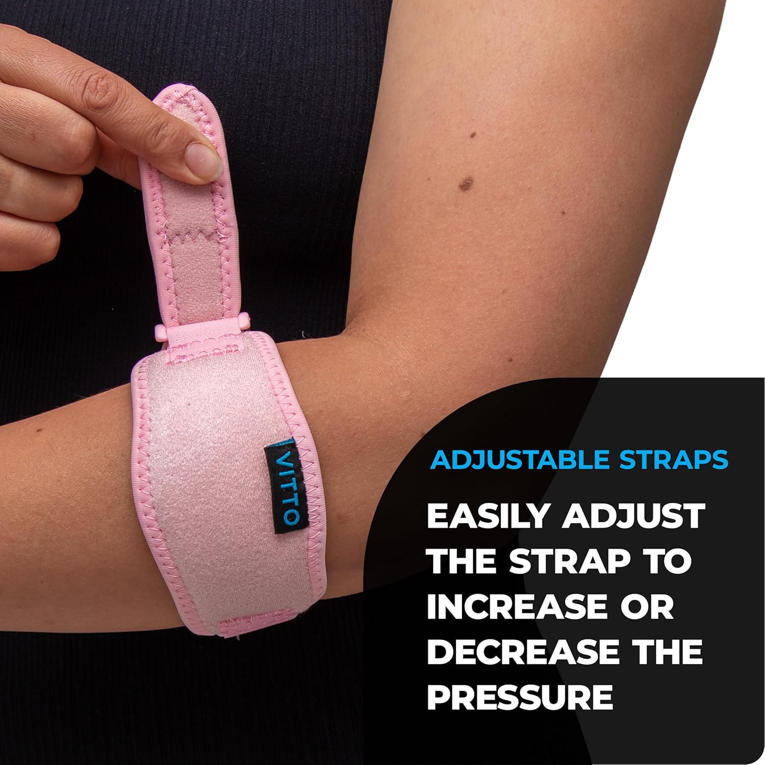 Thumbnail 3 de VITTO Elbow Support – Adjustable Tennis Elbow Strap for Pain Relief (Light Pink, One Size)