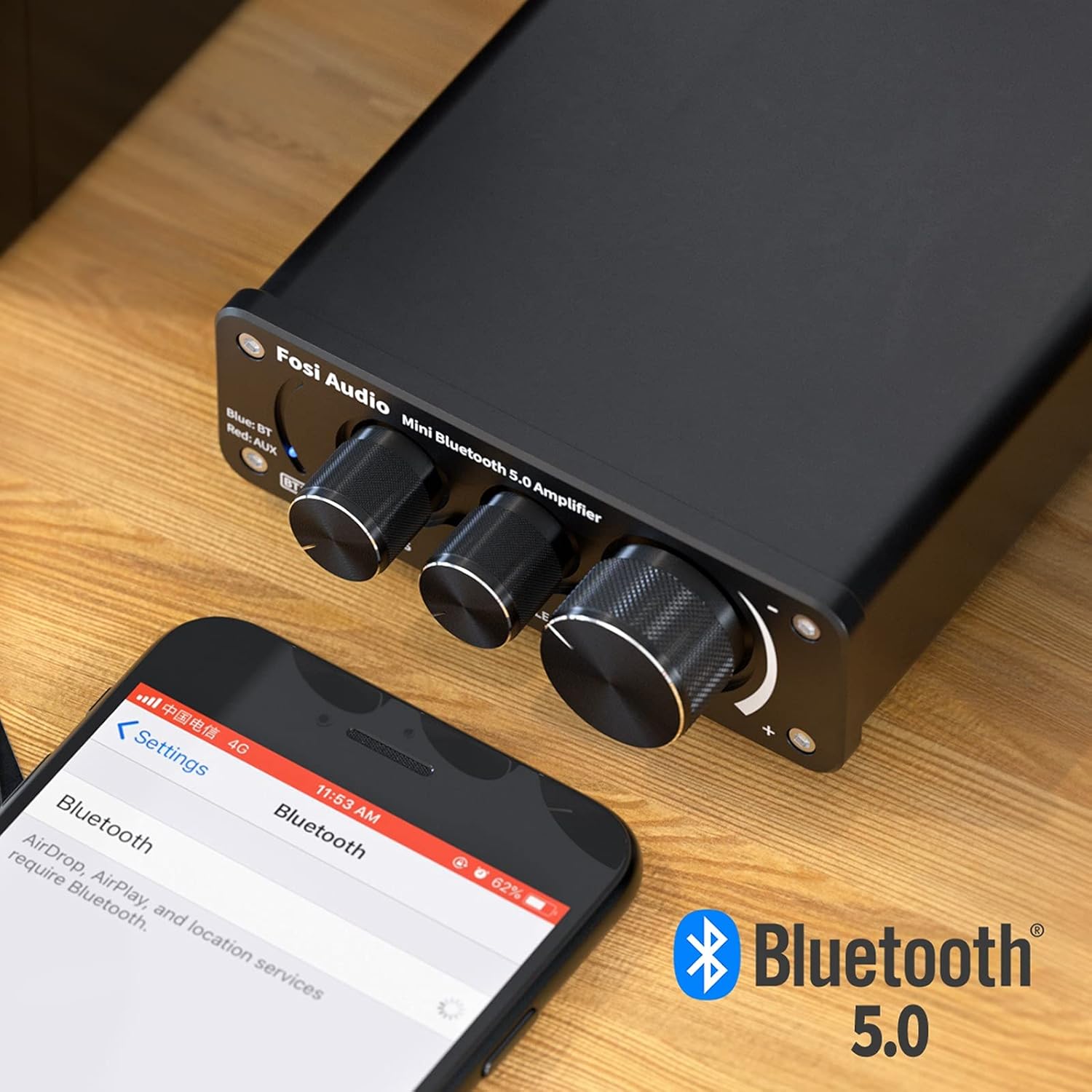 Detalle 2 de Fosi Audio BT10A ampli Bluetooth 5.0, 50 W ⚙