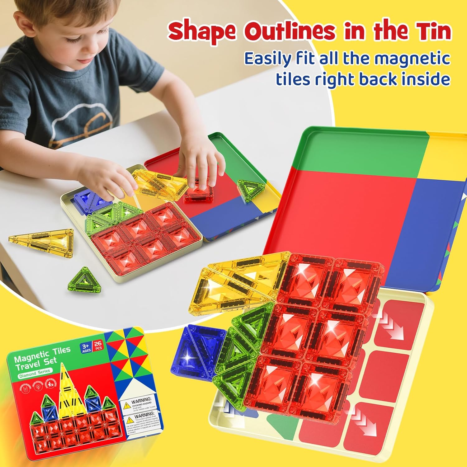 Thumbnail 2 de burgmate Magnetische Bausteine für Kinder (ab 3 Jahren) – Mini Magnetbausteine Reise-Spielzeug mit Tragbar Magnetbox, 26-teilig