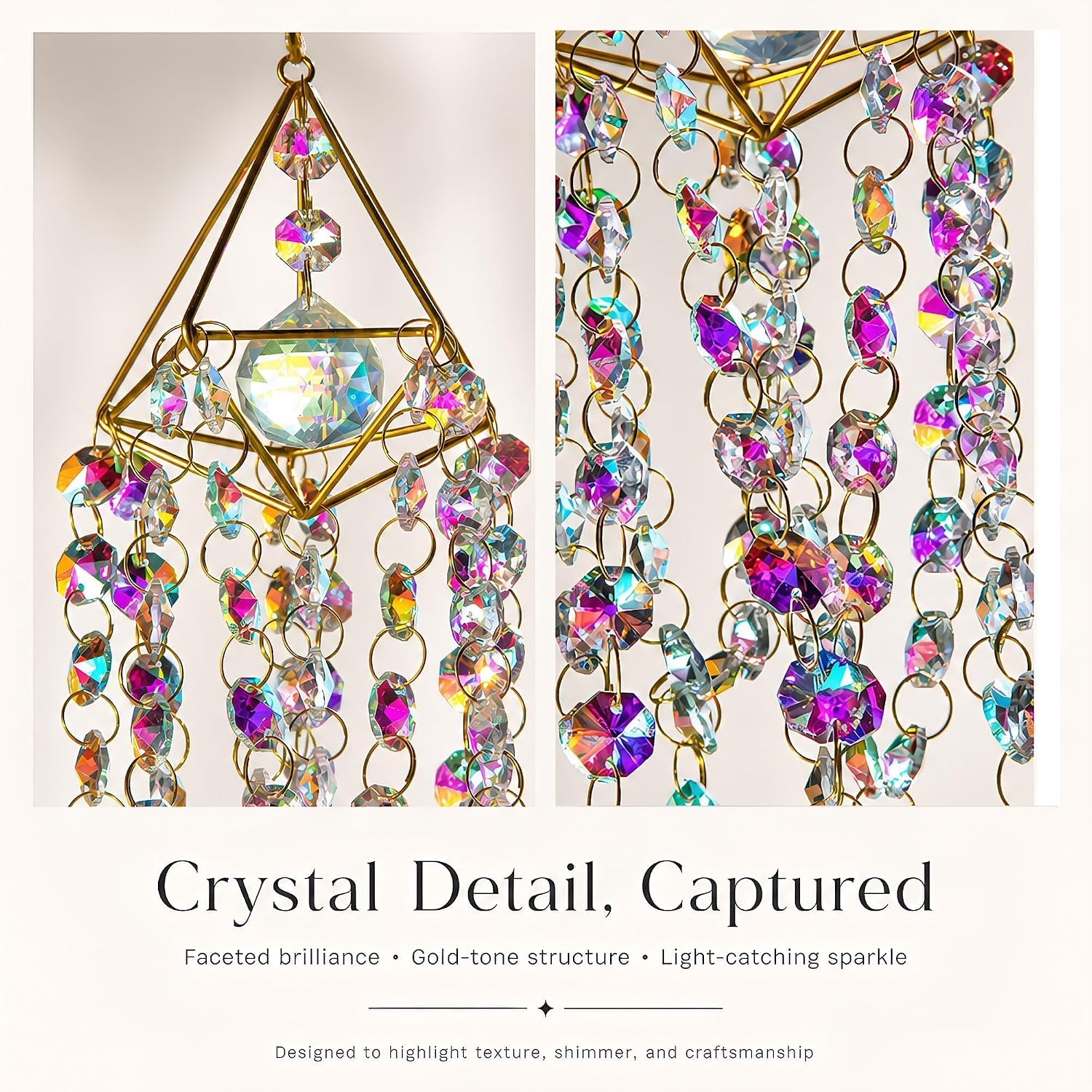 Thumbnail 6 de HDCRYSTALGIFTS Crystal Suncatcher with K9 Prisms and Gold-Plated Metal