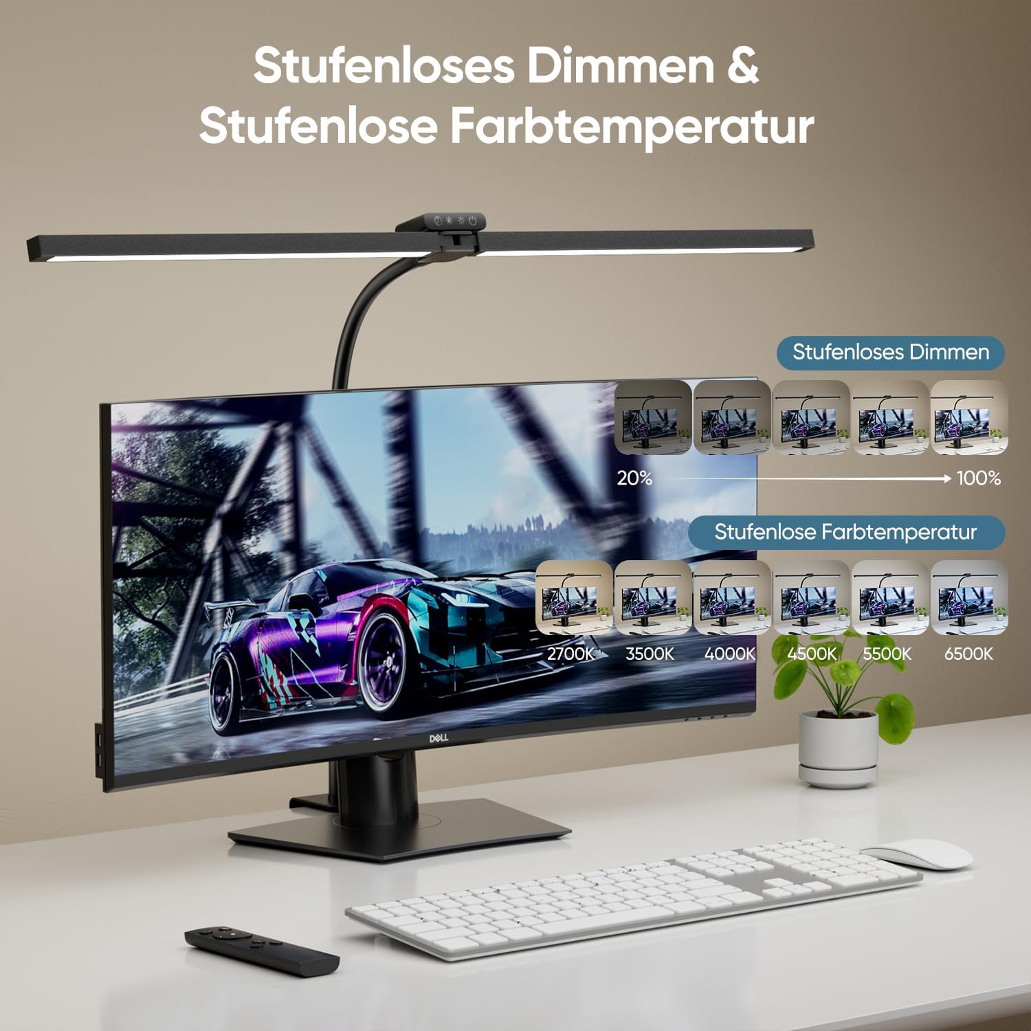 Thumbnail 2 de brightower Doppelkopf Schreibtischlampe 24W LED-Tageslichtlampe 💡