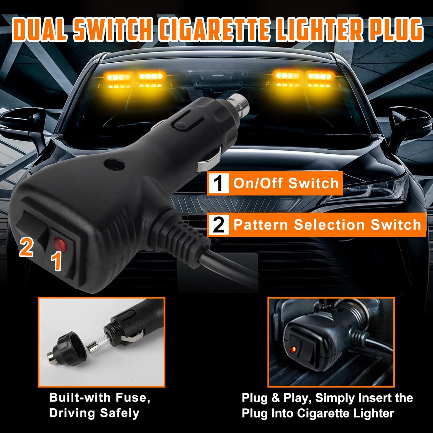 Thumbnail 4 de I LITTON 2-in-1 Amber LED Windshield Strobe Light for Vehicles